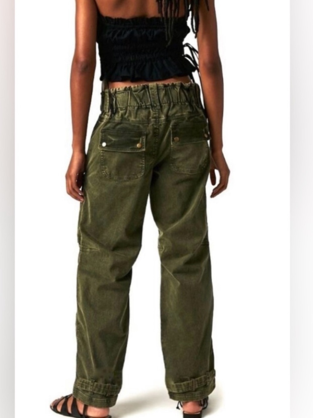 NWT FREE PEOPLE Can't Compare Slouch Cargo Pants In Dusty Olive SZ: L - Picture 2 of 9